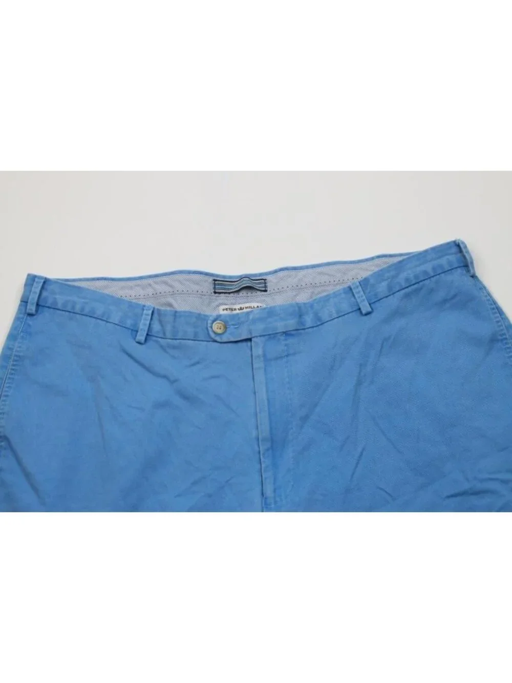 Peter Millar Mens 40 Stonewash Above Knee Golf Chino Shorts Blue Pima Cotton
